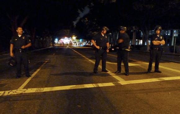 2:30 a.m.: second stop at the intersection of Temple and Broadway. I still can't get to City Hall, but it is closer.